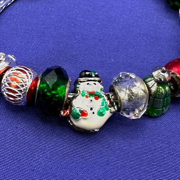 Pandora-Style Christmas Theme Charm Bracelet 14 Beads including 4 .925 Beads - Picture 4 of 15